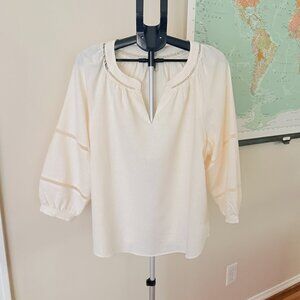 ANNE KLEIN Linen/Viscose Peasant Long Sleeve Cream Shirt - Size XL - Never Worn!